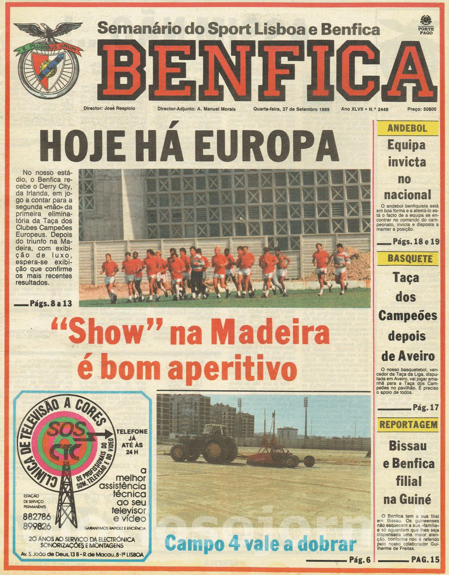 jornal o benfica 2449 1989-09-27